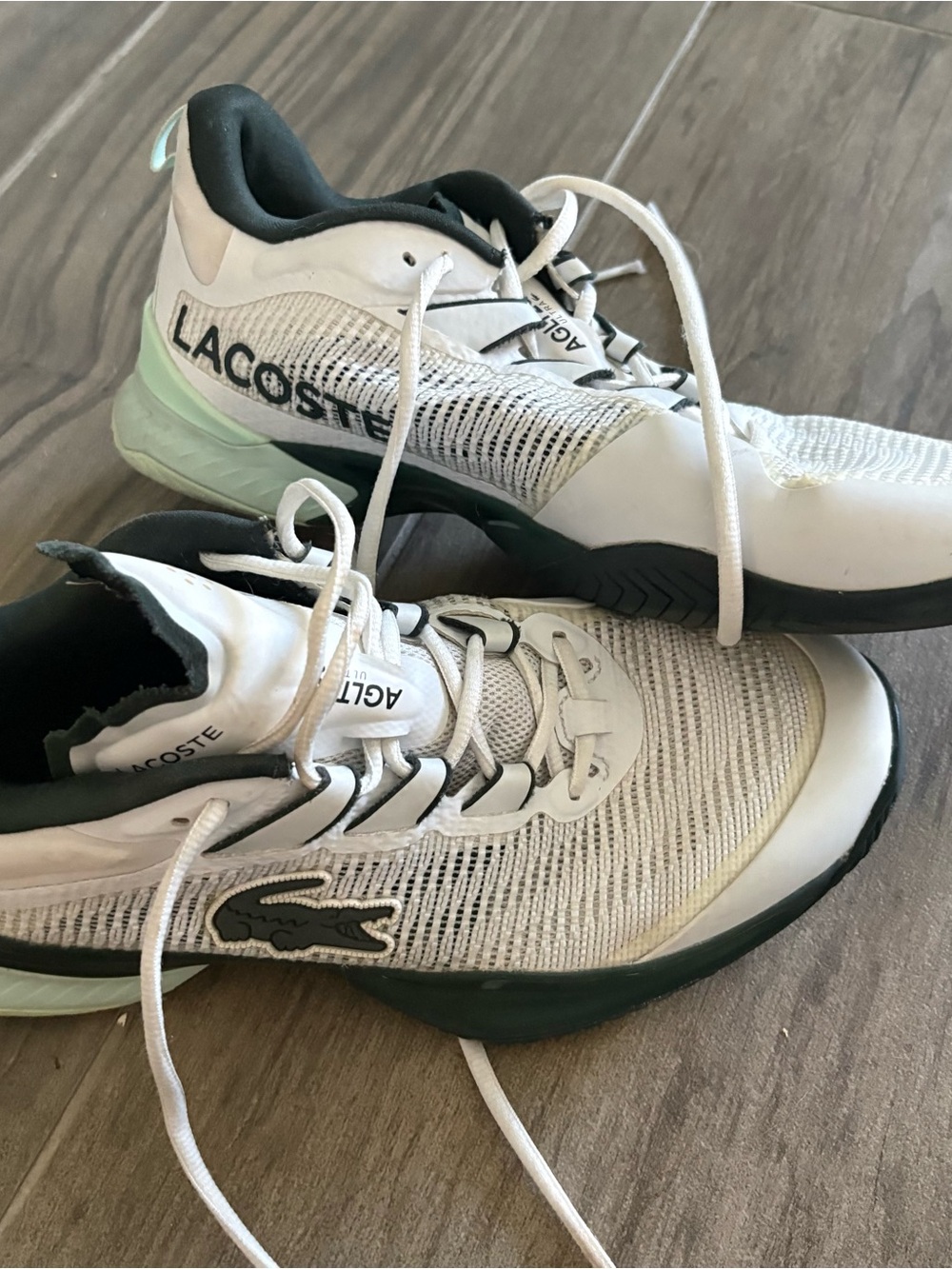 Lacoste White and Green Tennis Women's Athletic Sneakers AGLT, US 8.5